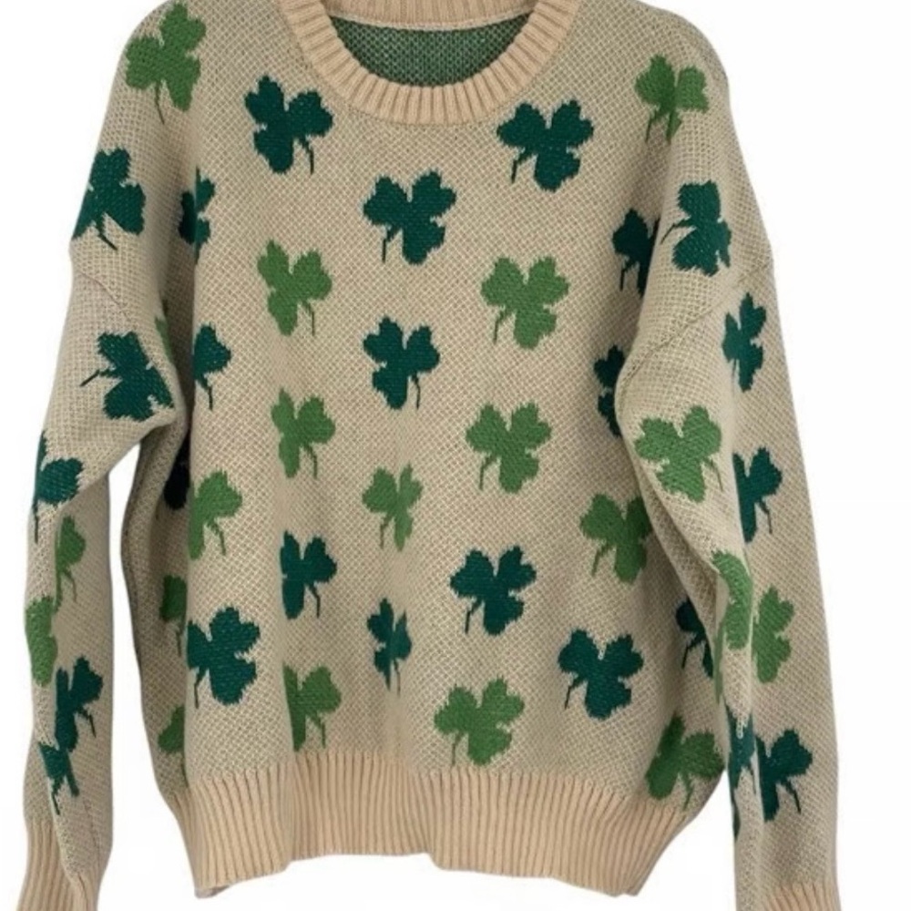 Green Clover Pattern Sweater